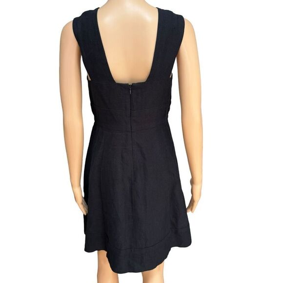 J. Crew Collection 100% linen black Rose Lace Up Dress size 4 NWOT - Picture 6 of 12